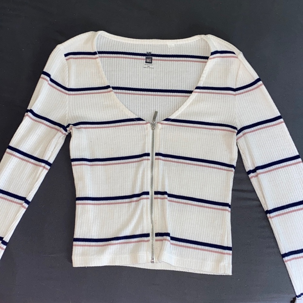 Striped zip up long sleeve